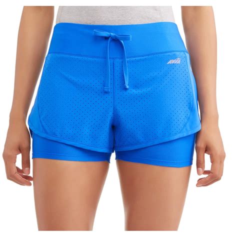 Avia Womens Active Perforated Running Shorts With Built In Compression Shorts