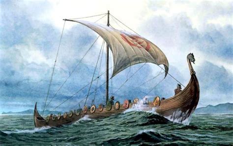 Framed Print Viking War Ship Sailing For Invasion Picture Poster