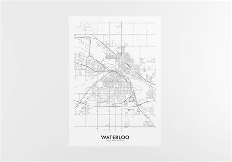 Waterloo Map Print City Map Wall Art Waterloo Iowa Map Etsy