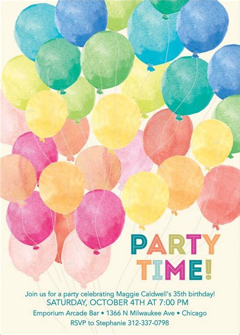 Watercolor Balloons Party Invitation Party Paper Source Balloon