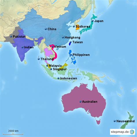 Tänk på att det krävs visum för inträde till australien. Asien Australien Ozeanien von JuliaSchmidt - Landkarte für ...