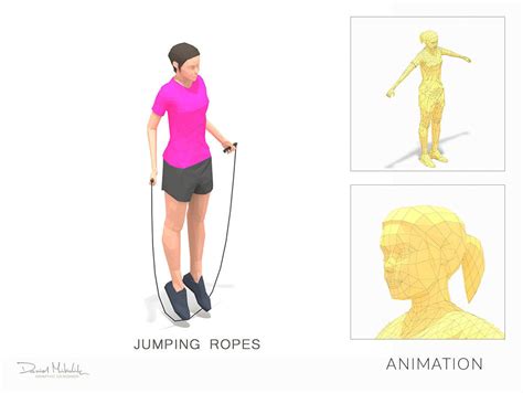 3d Model Jumping Ropes Exercise Woman Animation Vr Ar Low Poly
