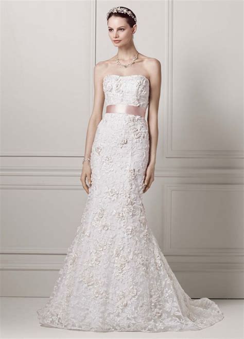 See this gown in motion and learn how to create this look with a tutorial on how to create tried & true color: Oleg Cassini Fitted Trumpet Wedding Dress with Subtle Pink ...