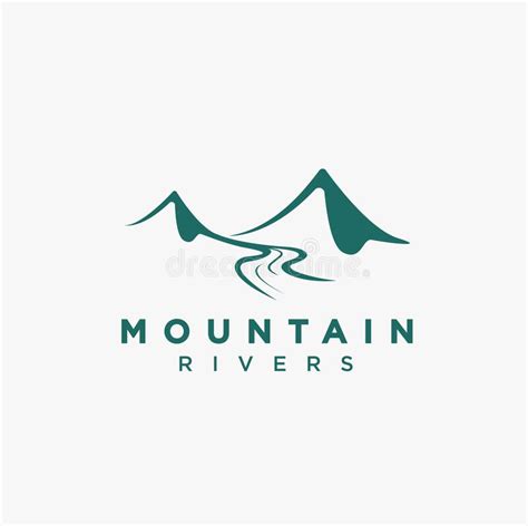 Minimalist River And Mountain Landscape Logo Icon Vector Template Stock