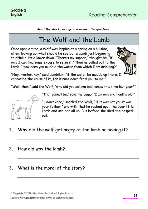 Free 2nd Grade Reading Worksheets