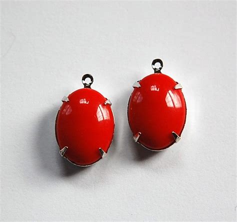 Vintage Opaque Red Stone In 1 Loop Silver Setting Ovl004rr Etsy