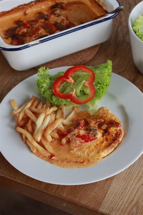 Paprika-Sahne-Schnitzel aus dem Ofen