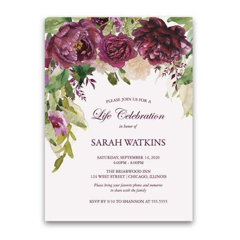 Free Template For Celebration Of Life Invitation