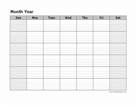 Blank Monthly Schedule Template Inspirational Monthly Blank Calendar