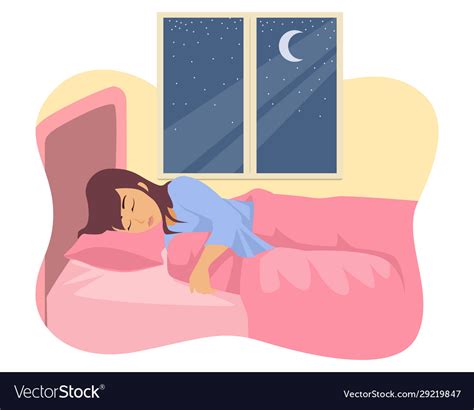 Woman Sleeping In Her Bed Royalty Free Vector Image