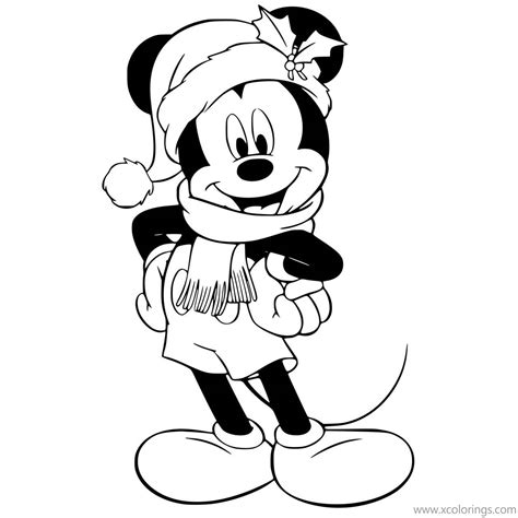 Mickey Mouse Christmas Coloring Pages With Santa Hat