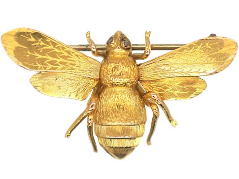 Victorian 15ct Gold Bee Brooch With Rose Diamond Eyes 255p The