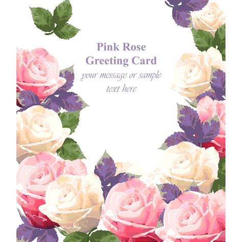 Premium Vector Pink Rose Greeting Card