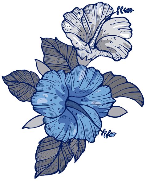 Autocolantes Flores Grandes Flores Azuis E Brancas Tenstickers