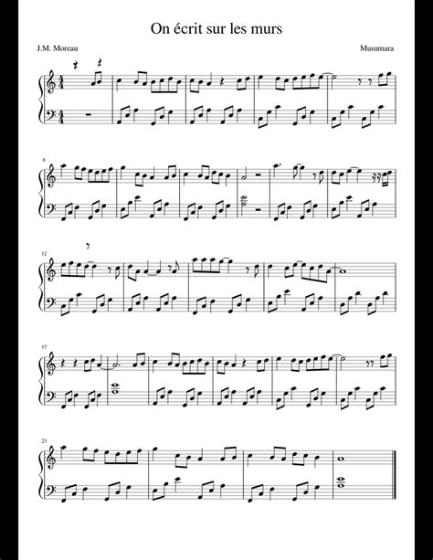 On écrit Sur Les Murs Sheet Music For Piano Download Free In Pdf Or Midi