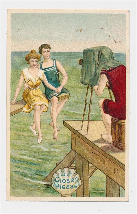Vintage Postcard Bathing Beauty And Her Beau Photographer Etsy Vintage Postcard Vintage