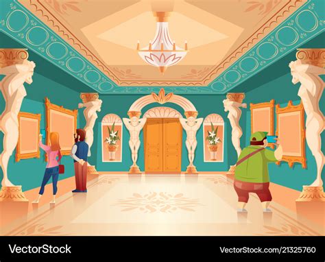 Cartoon Museum Exhibition With Pictures Royalty Free Vector