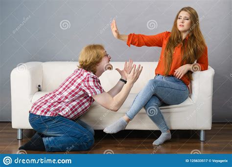 Man Begging For Forgiveness His Woman Stock Image Image Of Upset Apology 125633517