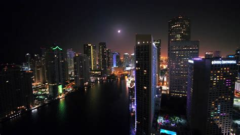 They're going to work through the night. Downtown Miami Beach at Night by Aerial Drone Stock Video ...