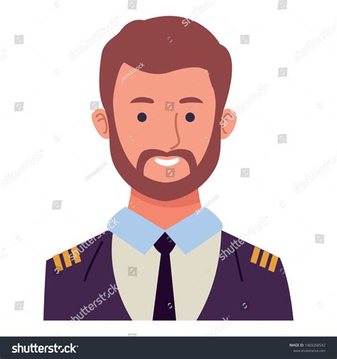 Airliner Pilot Smiling Profile Cartoon Vector Stock Vector Royalty