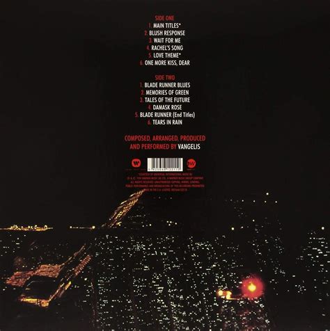Original Motion Picture Soundtrack Blade Runner 1982 Music By Vangelis