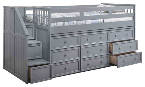 Loft beds can create fun play areas to expand one's imagination. Marlena Grey Full Size Storage Low Loft Bed with Stairs ...