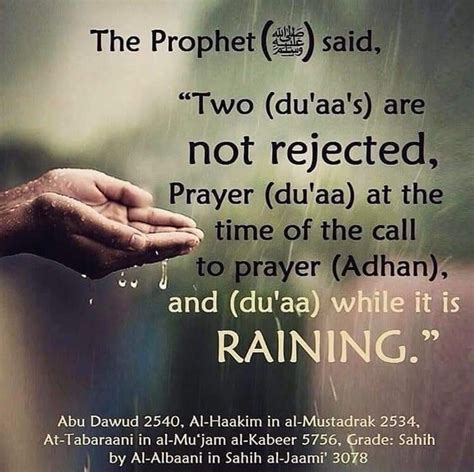 A Person Holding Out Their Hand In The Rain With An Islamic Quote Above