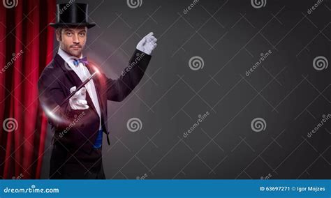 Magician With Magic Wand Stock Image Image Of Show Black 63697271
