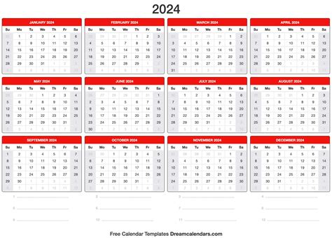 2024 One Page Yearly Calendar With Week Numbers Calendar 2024 Uk Free