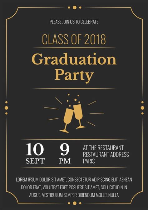 Free Elegant Dark Graduation Party Invitation Template