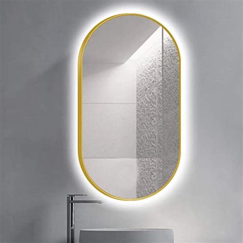 Miroir 500mm 800mm Ovale Doré Encadré De Salle De Bain Led