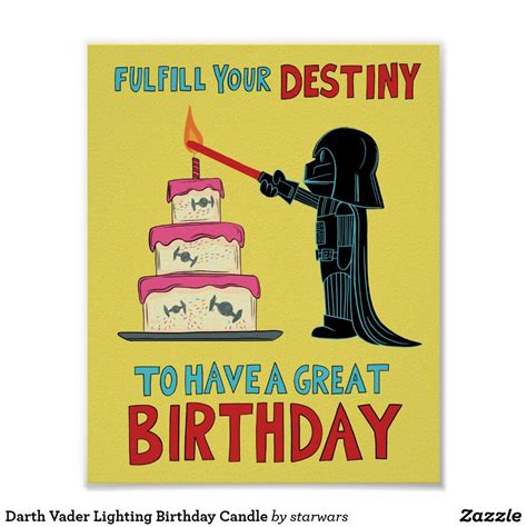 Darth Vader Lighting Birthday Candle Poster Zazzle Star Wars