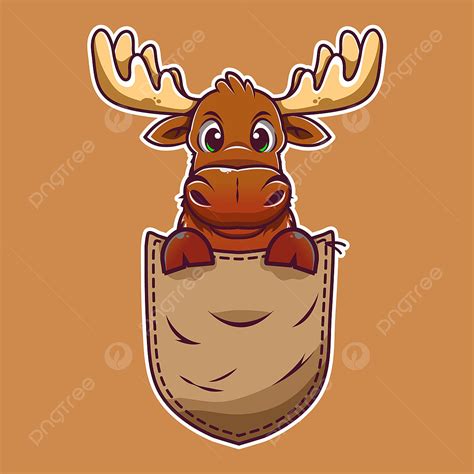 Cute Moose Vector Hd Images Cute Cartoon Moose In A Pocket Lover