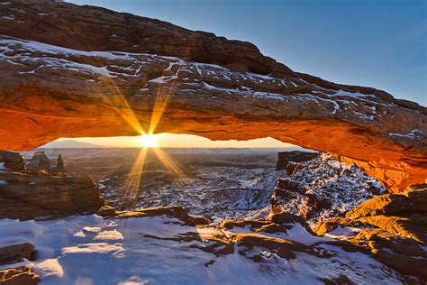 Mesa Arch Winter Sunrise Sun Star Canyonlands National Park