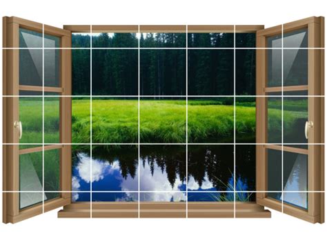Die bemusterung erfolgt in unserem collagenraum oder in der fachausstellung. Fliesen-Aufkleber Fliesen-Bild Fenster Natur Landschaft ...