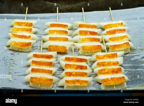 Roasted Cheese And Rice Cake Korean Street Food Stock Photo Alamy
