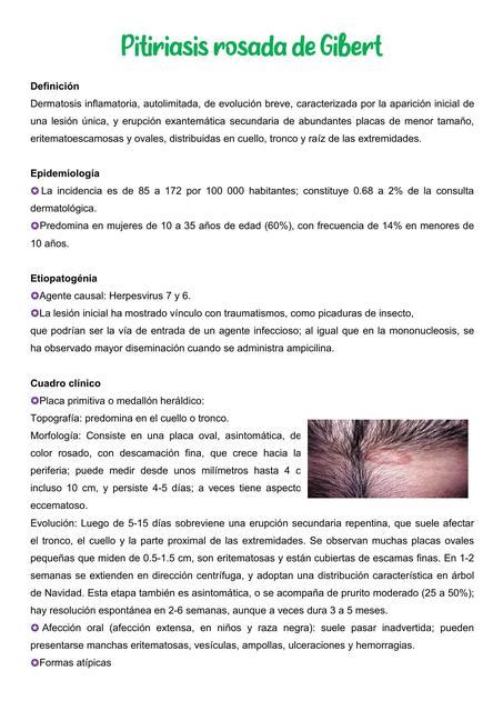 Pitiriasis Rosada De Gibert Apuntesmedicina Udocz