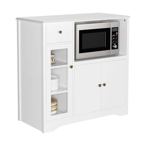 Homfa Microwave Cabinet With Hutch Kitchen Pantry Cabinet Sideboard
