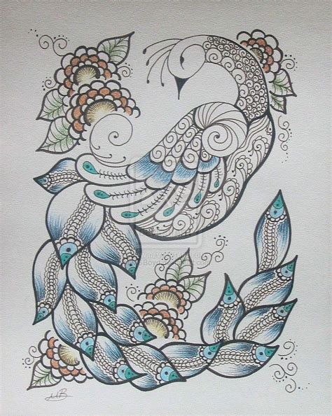 Peacock drawings | henna peacock 3 by msboyd traditional art drawings. Pin by Anoewyn on inspiration | Henna drawings, Henna ...