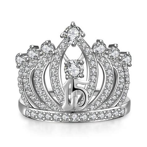 Jewels Evolees Sweet 15 Crown Ring 925 Sterling Silver