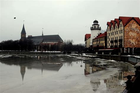 Hd Wallpaper City River Kaliningrad Fishing Village Kant Island