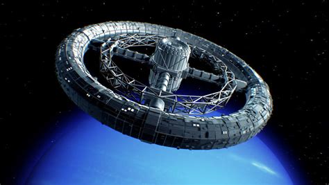 Circular Space Station Giant Sci Fi Stock Footage Video 100 Royalty