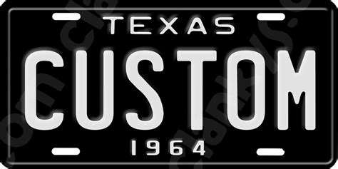Custom Novelty Texas Black 12x6 Auto License Plate With Any Etsy