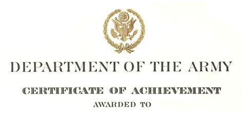 Army Certificate Of Achievement Citation Examples