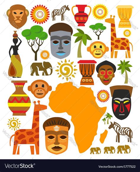 Africa Icon Set Royalty Free Vector Image Vectorstock Africa Art