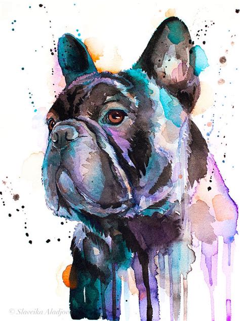 Everyday low prices on an amazing selection. Black French Bulldog watercolor painting print by Slaveika ...