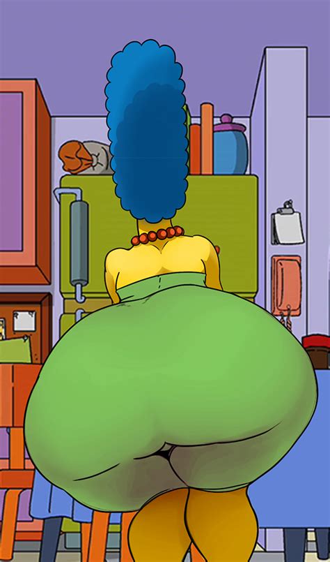 Rule 34 1girls Bent Over Big Ass Big Butt Blue Hair Butt Female Green Hair Marge Simpson Milf