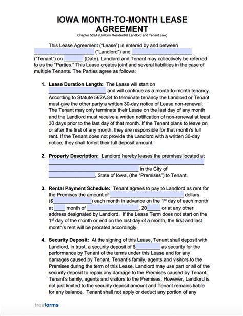 Free Iowa Rental Lease Agreement Templates Pdf