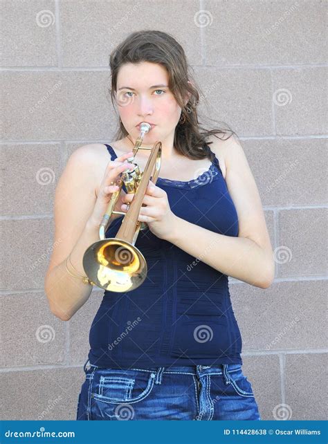 Female Trumpet Player Stock Photo Image Of Seductive 114428638