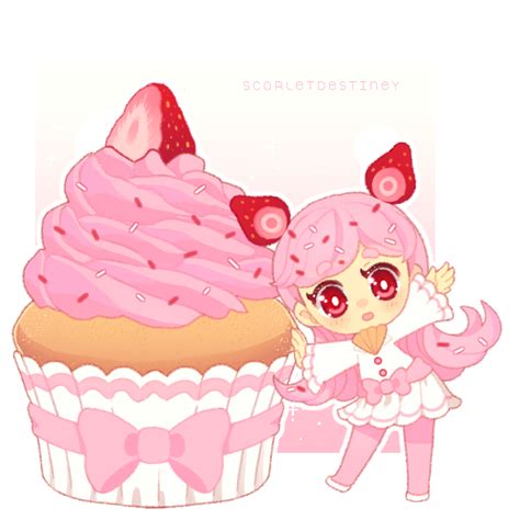 Strawberry Cupcake By Vocaloid Mirai Chibi Kawaii Kawaii Doodles Cute